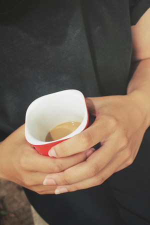 Woman drinking coffeeの写真素材
