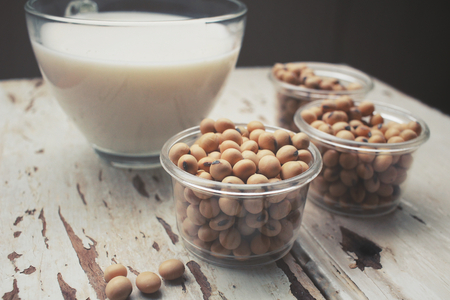 Soy milk with beansの写真素材