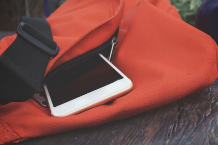 Smart phone with bagの写真素材