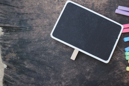 Chalk colorful with blackboardの写真素材