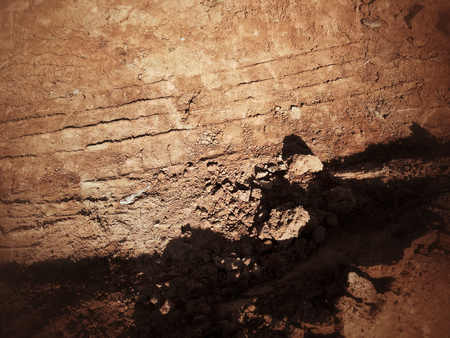 Wheel tracks on the soil.の写真素材