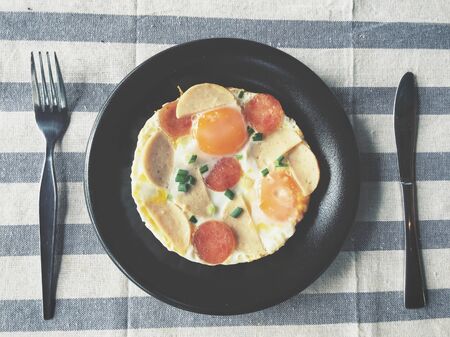Fried eggs breakfastの写真素材