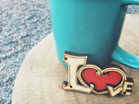 Espresso coffee with valentines  decoration