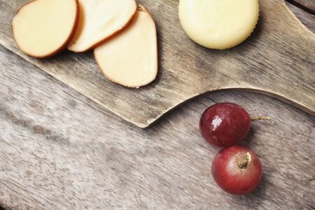 Cheese various and grapesの写真素材
