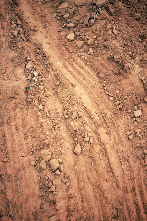 Wheel tracks on the soil