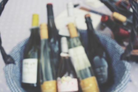 Blurred of wine bottlesの写真素材