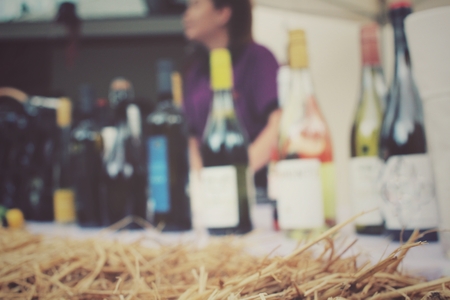 Blurred of wine bottlesの写真素材