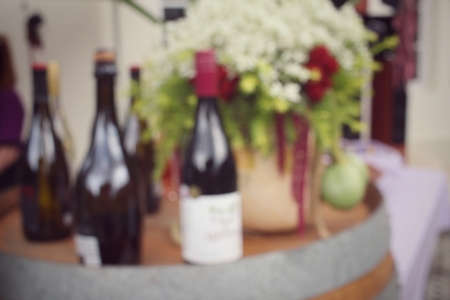 Blurred of wine bottlesの写真素材