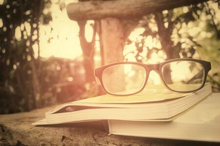 Glasses with booksの写真素材