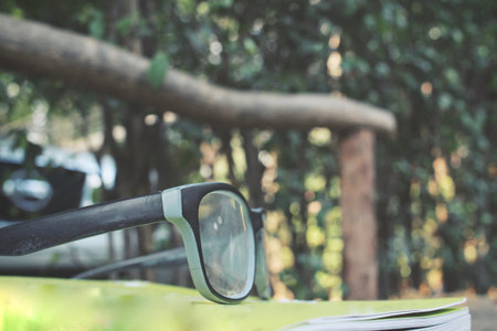 Glasses with booksの写真素材