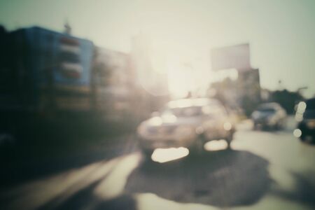 Blurred of car on roadの写真素材