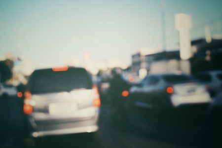 Blurred of car on roadの写真素材