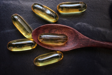 Cod liver oil capsulesの写真素材