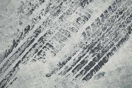 Wheel tracks on roadの写真素材