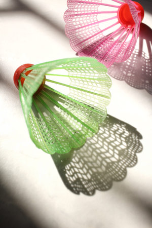 Shuttlecocks wiht shadowの写真素材