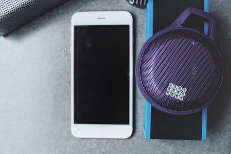 Bluetooth speaker with smart phoneの写真素材