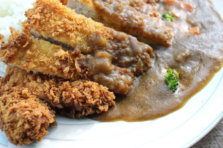 Curry with pork fried japanese foodの写真素材