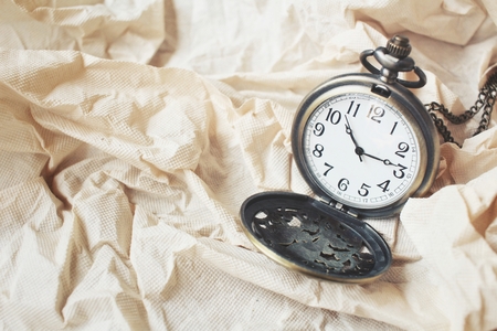 Vintage watch pocket with tissues paperの写真素材