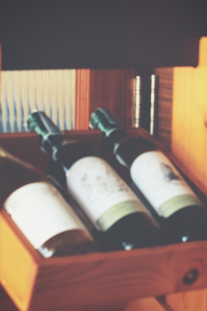 Blurred of wine bottlesの写真素材