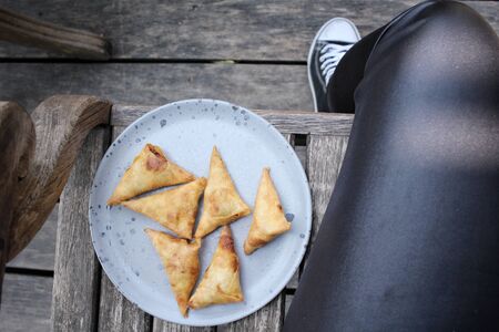 Selfie of samosaの写真素材