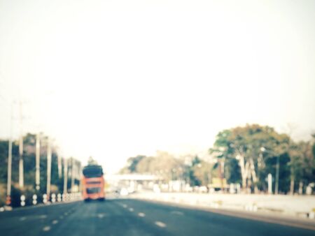 Blurred of car on roadの写真素材