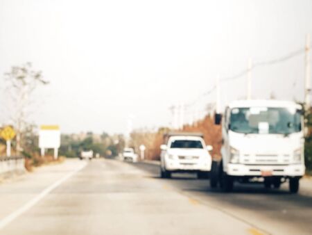 Blurred of car on roadの写真素材