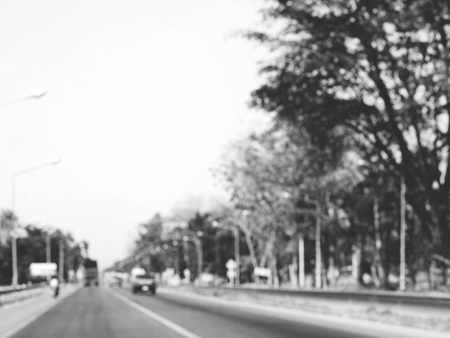 Blurred of car on roadの写真素材