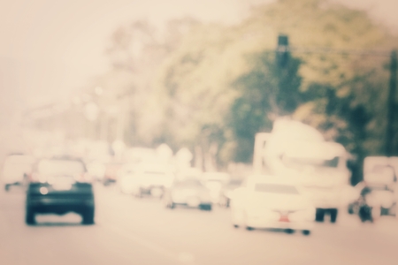 Blurred of car on roadの写真素材