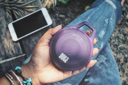 wireless speaker with smart phoneの写真素材