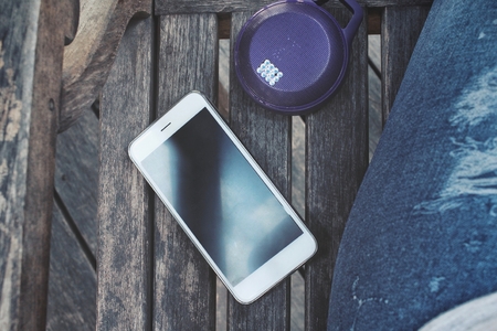 wireless speaker with smart phoneの写真素材