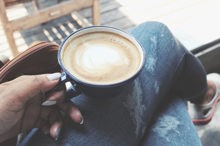 Woman drinking coffeeの写真素材