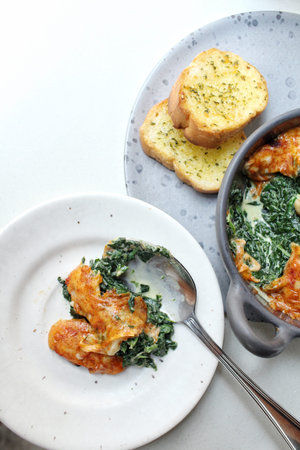 Spinach with cheeseの写真素材