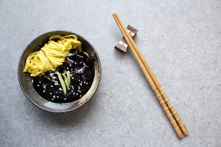 Korean black bean noodle jajangmyeonの写真素材