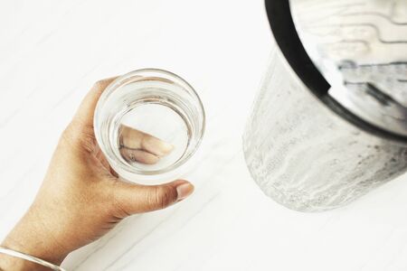 Woman drinking waterの写真素材