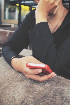 Woman using smart phoneの写真素材