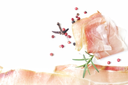 Bacon slices isolatedの写真素材