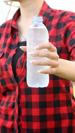 Woman drinking waterの写真素材