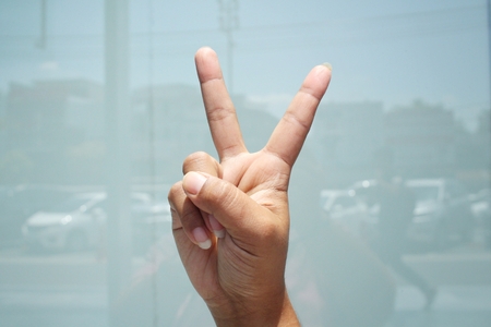 Victory signの写真素材