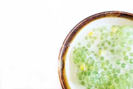 Thai dessert of sago with coconut milk isolatedの写真素材