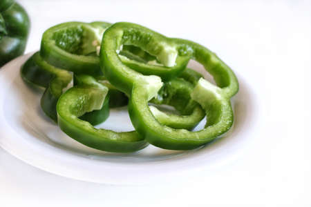 Green bell pepper isolatedの写真素材