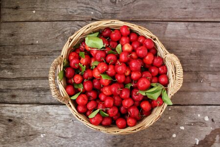 Cherries in a basketの写真素材