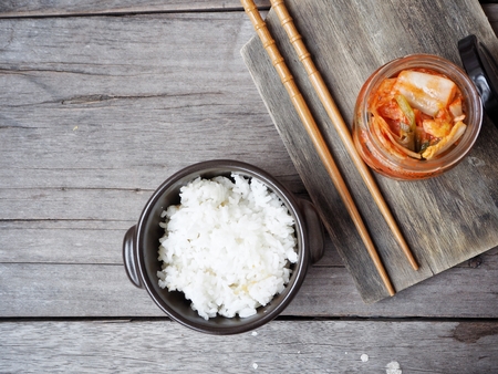 Kimchi with riceの写真素材