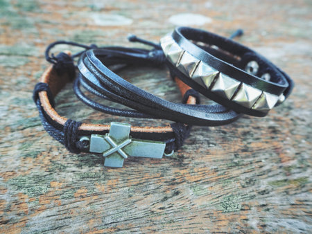 Leather bracelet on hand