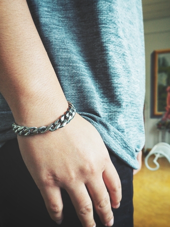 Silver braceletの写真素材