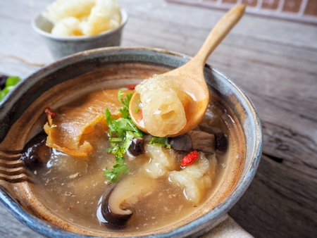 Chinese soup and fish maw with shark finの写真素材