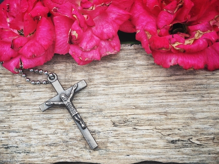 Cross with flowersの写真素材