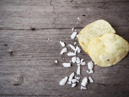 Potato chip with saltの写真素材