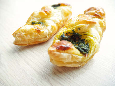 Puff pastry spinachの写真素材