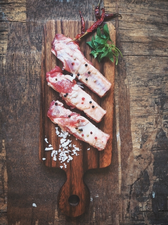 Raw pork ribsの写真素材