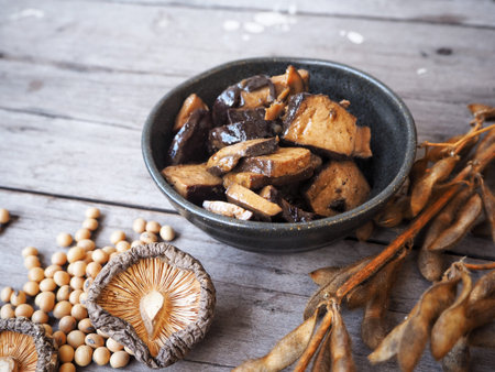 Tofu with shiitake mushroomの写真素材